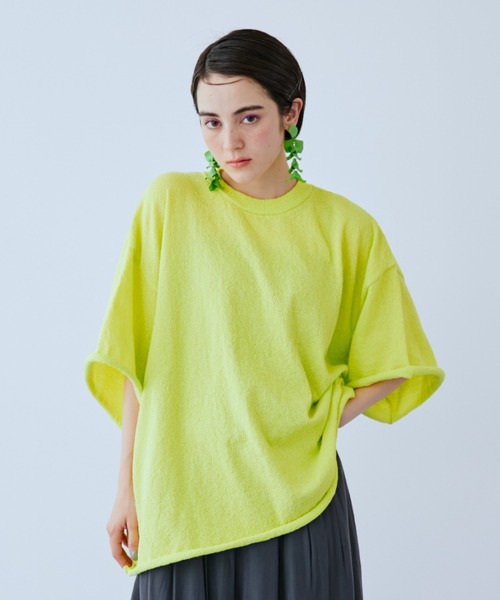 manana suerte(マニャーナスエルテ)の「オーバーサイズパイルTシャツ(Tシャツ/カットソー・レディース・イエロー/ブラック/ホワイト・FREE)」の18枚目の写真