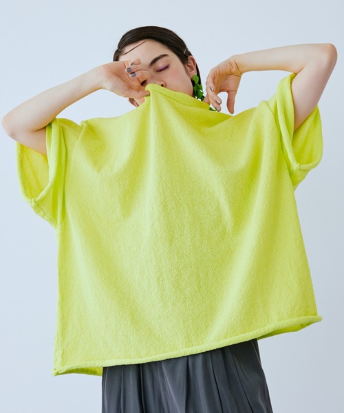 manana suerte(マニャーナスエルテ)の「オーバーサイズパイルTシャツ(Tシャツ/カットソー・レディース・イエロー/ブラック/ホワイト・FREE)」の19枚目の写真