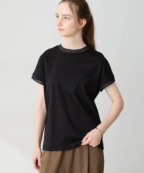 LE SOUK HOLIDAY（ルスークホリデー）の「メッシュテープ Tシャツ（Tシャツ/カットソー・レディース・オフホワイト/ライトグリーン/ブラック・M/L）」の2枚目の写真