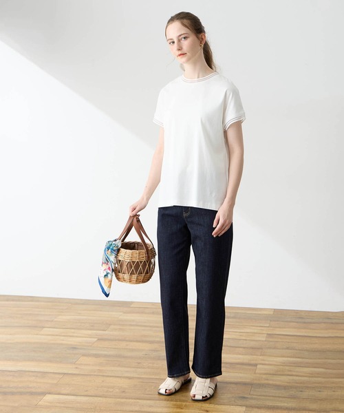LE SOUK HOLIDAY（ルスークホリデー）の「メッシュテープ Tシャツ（Tシャツ/カットソー・レディース・オフホワイト/ライトグリーン/ブラック・M/L）」の4枚目の写真