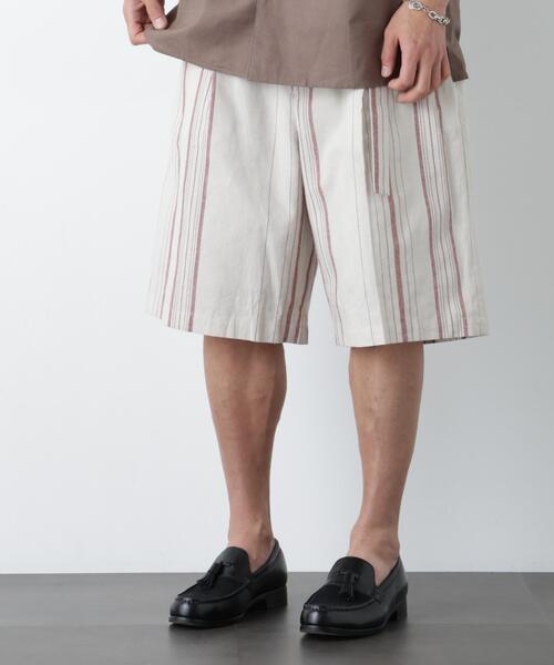 NANO universe(ナノユニバース)の「「FRENCH LINEN」 ベルテッドワイドショーツ(その他パンツ・メンズ・ベージュ系その他/ブラック/その他3/その他2/その他1・L/M/S)」の4枚目の写真