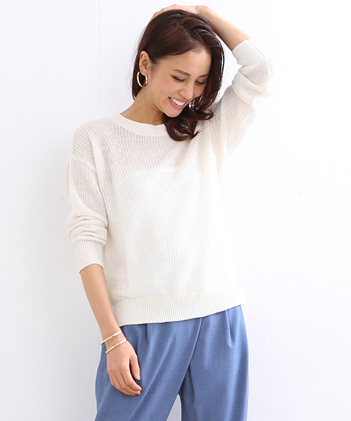 B:MING by BEAMS(ビーミングバイビームス)の「【VERY5月号掲載】ビーミング by ビームス / リネン畦ニットプルオーバー 16SS(ニット/セーター・レディース・ホワイト/トップグレー/ネイビー/ピンク・ONE SIZE)」の1枚目の写真