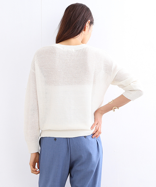 B:MING by BEAMS(ビーミングバイビームス)の「【VERY5月号掲載】ビーミング by ビームス / リネン畦ニットプルオーバー 16SS(ニット/セーター・レディース・ホワイト/トップグレー/ネイビー/ピンク・ONE SIZE)」の7枚目の写真