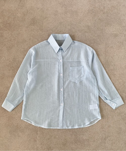 Teem Store(チームストア)の「パステルカラーシアーシャツ(シャツ/ブラウス・レディース・グリーン/アイボリー/サックスブルー/ホワイト・F)」の13枚目の写真