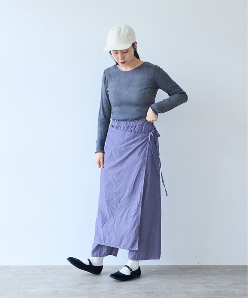 yuni(ユニ )の「cotton cupra product dye wrap pants(その他パンツ・レディース・パープル/ダークブラウン/ブラック/ピンク・FREE)」の5枚目の写真