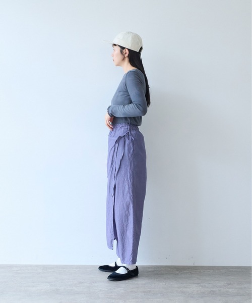 yuni(ユニ )の「cotton cupra product dye wrap pants(その他パンツ・レディース・パープル/ダークブラウン/ブラック/ピンク・FREE)」の6枚目の写真