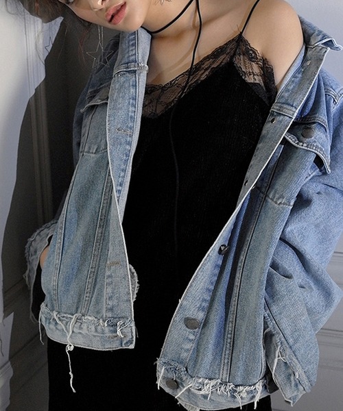 Kuroba(クロバ)の「ダメージデニムジャケット(デニムジャケット・レディース・ブルー・FREE)」の9枚目の写真