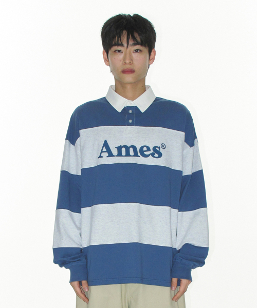 AMESWORLDWIDE(アメスワールドワイド)の「BIG STRIPE RUGBY LS TEE BLUE(Tシャツ/カットソー・レディース・その他・SMALL/MEDIUM/LARGE)」の2枚目の写真