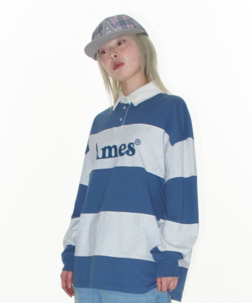 AMESWORLDWIDE(アメスワールドワイド)の「BIG STRIPE RUGBY LS TEE BLUE(Tシャツ/カットソー・レディース・その他・SMALL/MEDIUM/LARGE)」の3枚目の写真