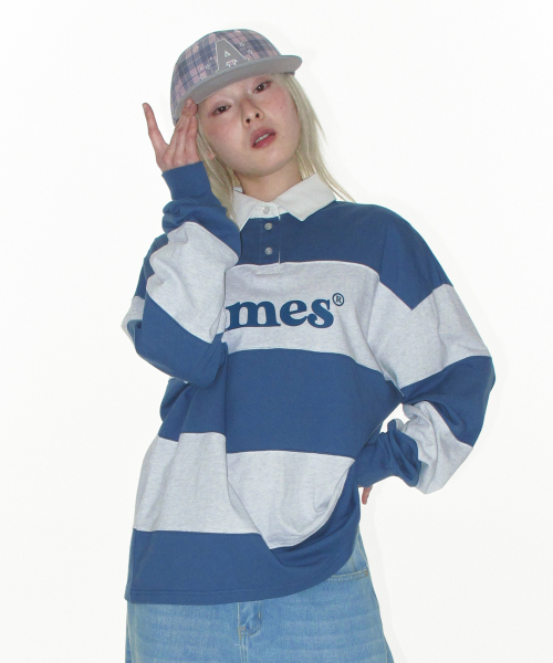 AMESWORLDWIDE(アメスワールドワイド)の「BIG STRIPE RUGBY LS TEE BLUE(Tシャツ/カットソー・レディース・その他・SMALL/MEDIUM/LARGE)」の5枚目の写真