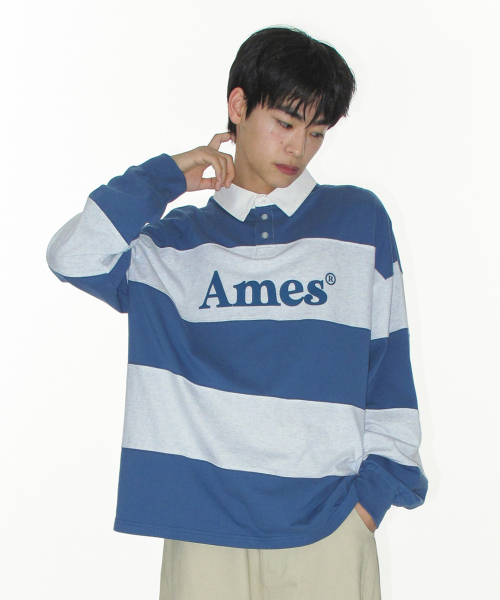 AMESWORLDWIDE(アメスワールドワイド)の「BIG STRIPE RUGBY LS TEE BLUE(Tシャツ/カットソー・レディース・その他・SMALL/MEDIUM/LARGE)」の6枚目の写真