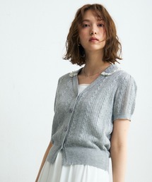 2026春夏新作 ビジューカラーニットカーディガン