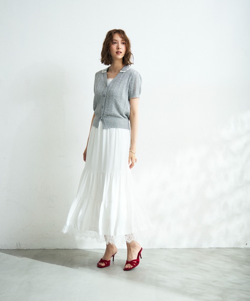MISCH MASCH（ミッシュマッシュ）の「2026春夏新作 ビジューカラーニットカーディガン（カーディガン/ボレロ・レディース・グレー/ブラック/ホワイト・ﾌﾘ-）」の16枚目の写真