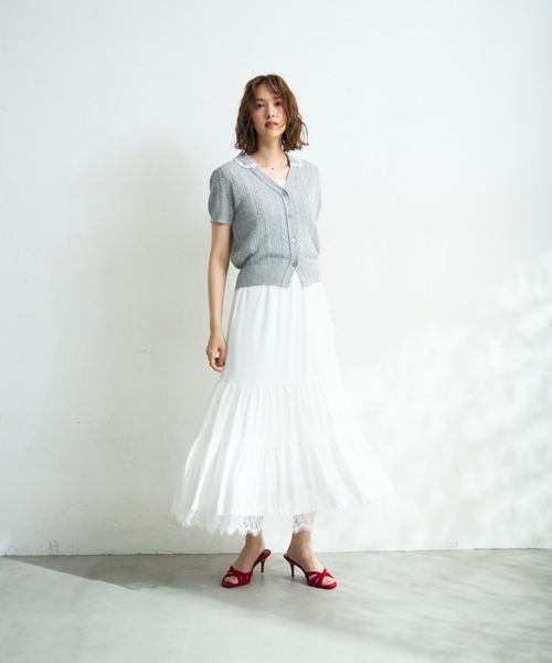 MISCH MASCH（ミッシュマッシュ）の「2026春夏新作 ビジューカラーニットカーディガン（カーディガン/ボレロ・レディース・グレー/ブラック/ホワイト・ﾌﾘ-）」の14枚目の写真