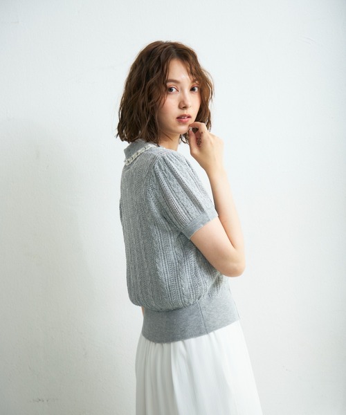 MISCH MASCH（ミッシュマッシュ）の「2026春夏新作 ビジューカラーニットカーディガン（カーディガン/ボレロ・レディース・グレー/ブラック/ホワイト・ﾌﾘ-）」の18枚目の写真