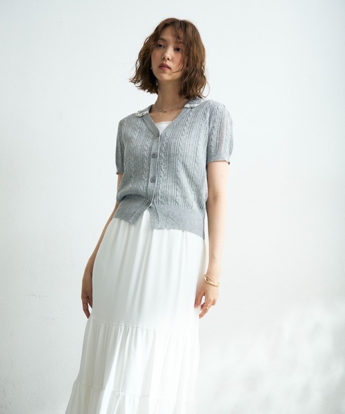 MISCH MASCH（ミッシュマッシュ）の「2026春夏新作 ビジューカラーニットカーディガン（カーディガン/ボレロ・レディース・グレー/ブラック/ホワイト・ﾌﾘ-）」の22枚目の写真
