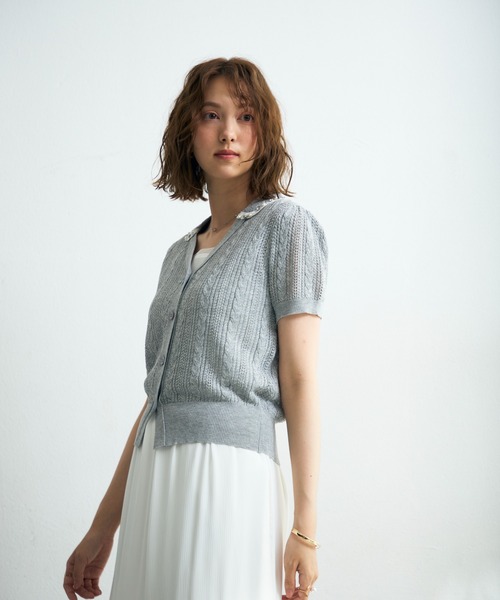 MISCH MASCH（ミッシュマッシュ）の「2026春夏新作 ビジューカラーニットカーディガン（カーディガン/ボレロ・レディース・グレー/ブラック/ホワイト・ﾌﾘ-）」の21枚目の写真