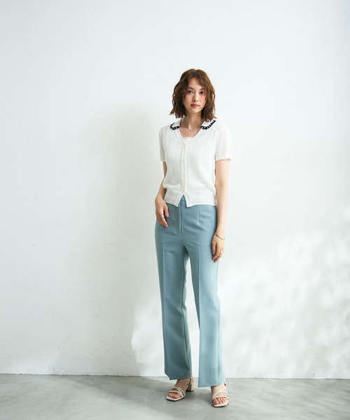MISCH MASCH（ミッシュマッシュ）の「2026春夏新作 ビジューカラーニットカーディガン（カーディガン/ボレロ・レディース・グレー/ブラック/ホワイト・ﾌﾘ-）」の4枚目の写真