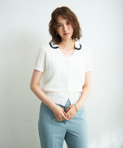 MISCH MASCH（ミッシュマッシュ）の「2026春夏新作 ビジューカラーニットカーディガン（カーディガン/ボレロ・レディース・グレー/ブラック/ホワイト・ﾌﾘ-）」の10枚目の写真
