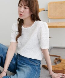 生地ジャガード5分袖《WEB限定カラーあり》