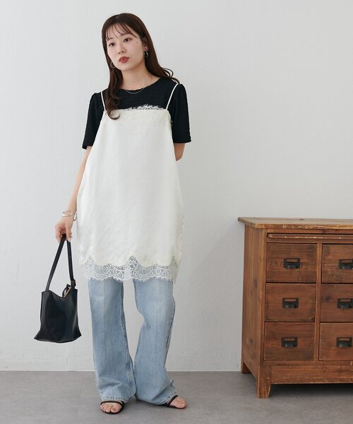 DISCOAT(ディスコート)の「生地ジャガード5分袖《WEB限定カラーあり》(Tシャツ/カットソー・レディース・オフホワイト/アイボリー/サックスブルー/モカ/ブラック/ピンク・FREE)」の22枚目の写真