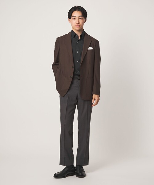 green label relaxing(グリーンレーベルリラクシング)の「エブリット TC ジャージー スタンダード スナップ ボタンダウン ショートスリーブ シャツ -イージーアイロン-(ビジネスシャツ・メンズ・ダークブラウン/ブラック・XL/L/S/M)」の9枚目の写真