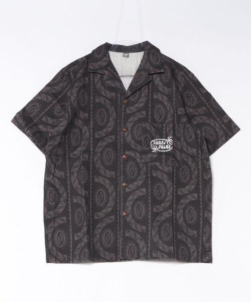 Kahiko(カヒコ)の「【Kahiko】SURF&Palms マークMEN'S開襟シャツ(シャツ/ブラウス・メンズ・ブラックミックス/ブラック/ホワイト/グリーン・FREE)」の3枚目の写真