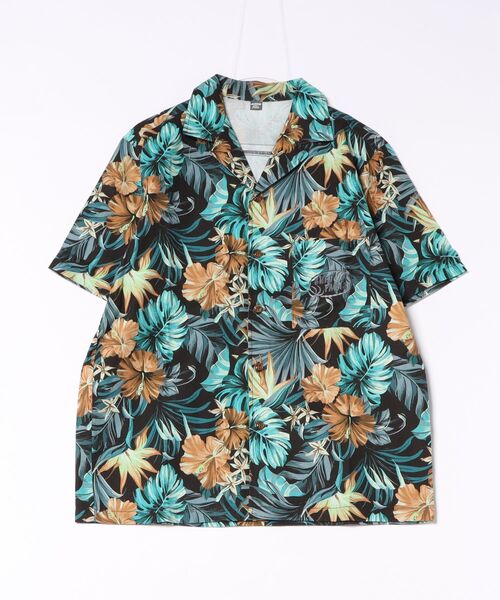 Kahiko(カヒコ)の「【Kahiko】SURF&Palms マークMEN'S開襟シャツ(シャツ/ブラウス・メンズ・ブラックミックス/ブラック/ホワイト/グリーン・FREE)」の2枚目の写真