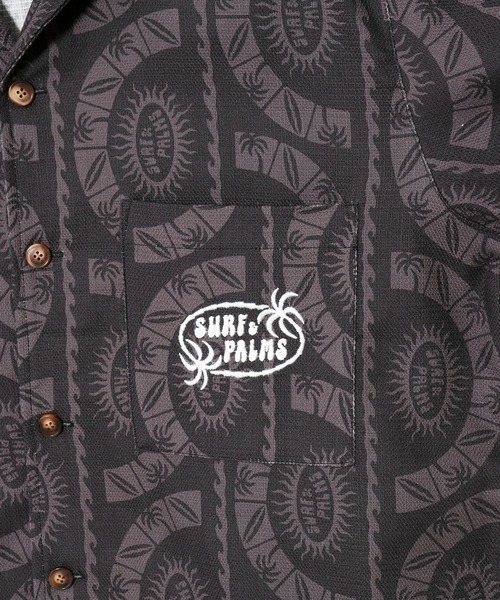 Kahiko(カヒコ)の「【Kahiko】SURF&Palms マークMEN'S開襟シャツ(シャツ/ブラウス・メンズ・ブラックミックス/ブラック/ホワイト/グリーン・FREE)」の10枚目の写真