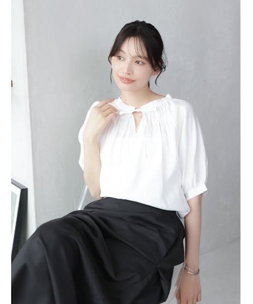 fifth（フィフス）の「キーネックギャザーブラウス（シャツ/ブラウス・レディース・ホワイト/スモークピンク・M）」の18枚目の写真