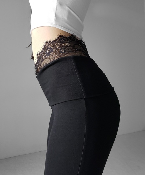 me+em select（ミームセレクト）の「【 ２color 】ウエストレーススリムドレープカットソーフレアパンツ ／ waist lace slim drape cutsew flare pants（その他パンツ・レディース・ブラック/グレー・FREE）」の22枚目の写真