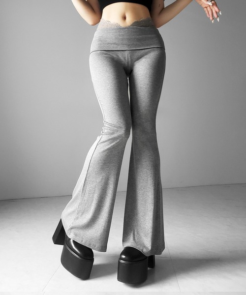me+em select（ミームセレクト）の「【 ２color 】ウエストレーススリムドレープカットソーフレアパンツ ／ waist lace slim drape cutsew flare pants（その他パンツ・レディース・ブラック/グレー・FREE）」の8枚目の写真