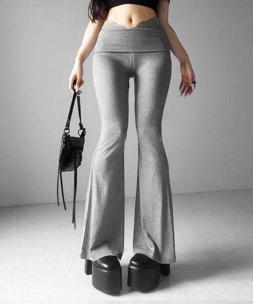 me+em select（ミームセレクト）の「【 ２color 】ウエストレーススリムドレープカットソーフレアパンツ ／ waist lace slim drape cutsew flare pants（その他パンツ・レディース・ブラック/グレー・FREE）」の9枚目の写真