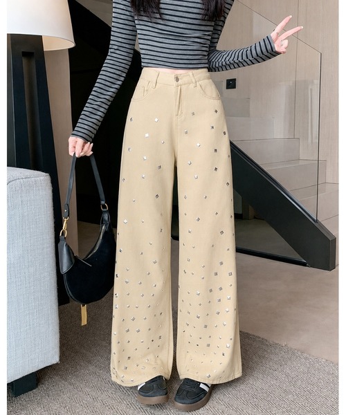 inst.ALL(インストール)の「ランダムメタルワイドパンツ(その他パンツ・レディース・ベージュ・L)」の3枚目の写真