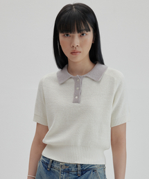 ラグランハーフスリーブカラークロップニット_IVORY