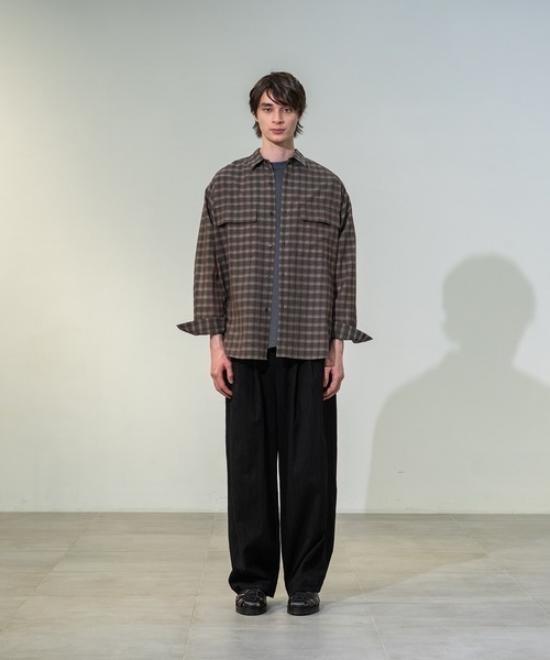 CITY TOKYO(シティトウキョウ)の「【CITY TOKYO/シティートーキョー】シアーグラフチェックシャツ(シャツ/ブラウス・メンズ・ブラック/ブラウン・2/1)」の13枚目の写真