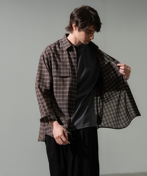 CITY TOKYO(シティトウキョウ)の「【CITY TOKYO/シティートーキョー】シアーグラフチェックシャツ(シャツ/ブラウス・メンズ・ブラック/ブラウン・2/1)」の18枚目の写真
