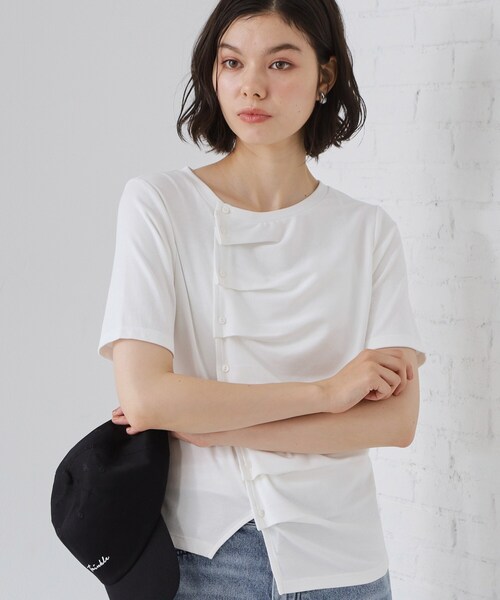 THE SHOP TK (ザ ショップ ティーケー )の「フロントタックカットソー(Tシャツ/カットソー・レディース・ブラック/グレー/オフホワイト・12/13)」の2枚目の写真