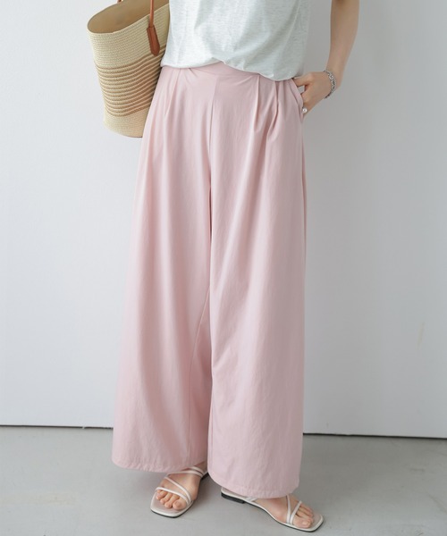 AMELY(エミリー)の「ドロストタックワイドパンツ(その他パンツ・レディース・ピンク/モカ/ベージュ/ブラック・L/M)」の4枚目の写真