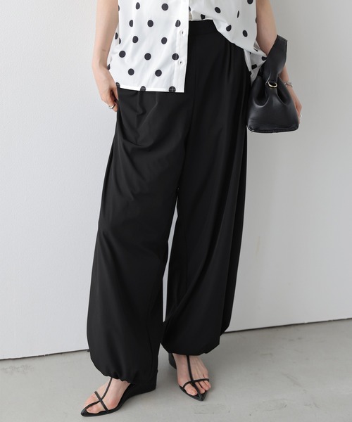 AMELY(エミリー)の「ドロストタックワイドパンツ(その他パンツ・レディース・ピンク/モカ/ベージュ/ブラック・L/M)」の1枚目の写真