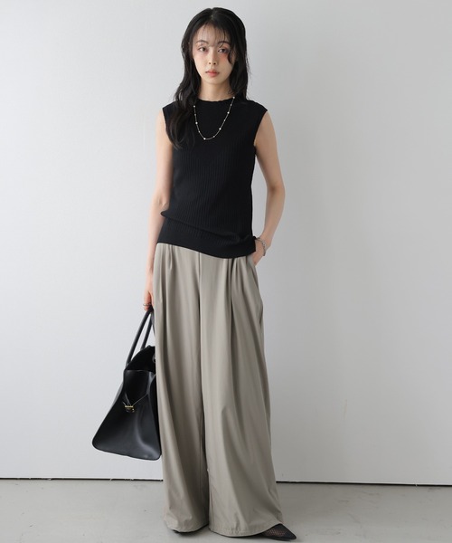 AMELY(エミリー)の「ドロストタックワイドパンツ(その他パンツ・レディース・ピンク/モカ/ベージュ/ブラック・L/M)」の13枚目の写真