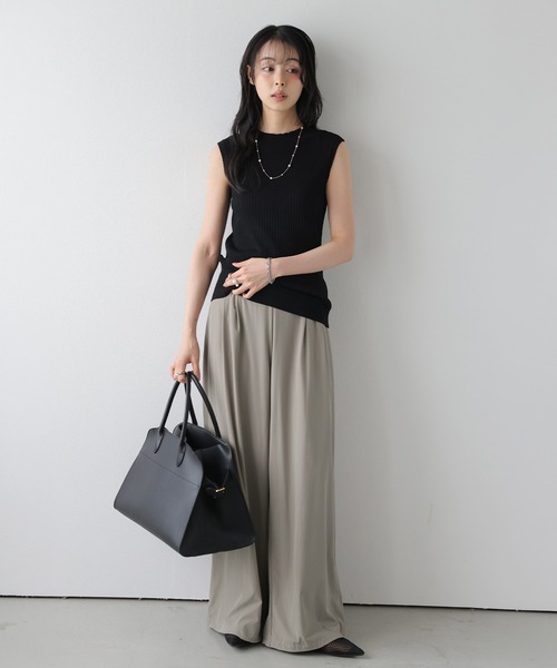AMELY(エミリー)の「ドロストタックワイドパンツ(その他パンツ・レディース・ピンク/モカ/ベージュ/ブラック・L/M)」の14枚目の写真