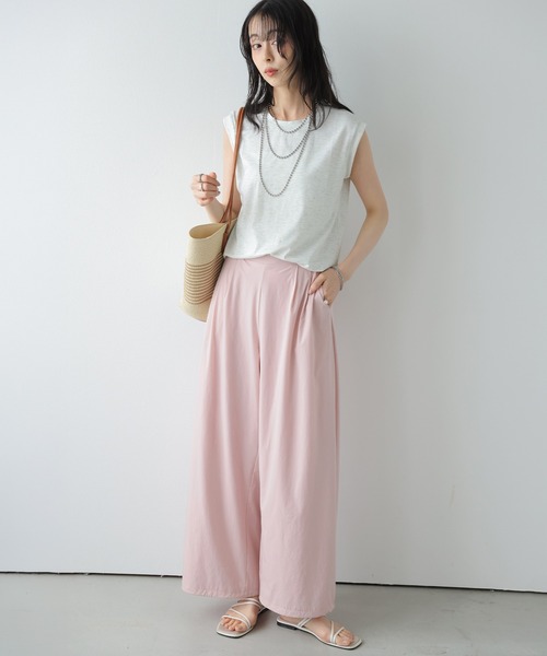 AMELY(エミリー)の「ドロストタックワイドパンツ(その他パンツ・レディース・ピンク/モカ/ベージュ/ブラック・L/M)」の17枚目の写真