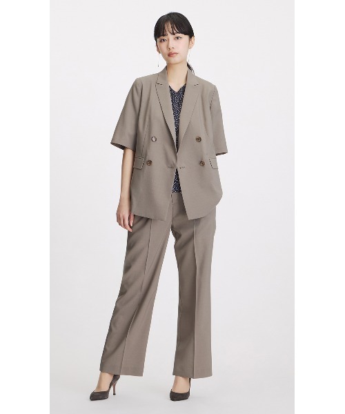 AOYAMA（アオヤマ）の「冷感Vネックサテンブラウス【涼】【半袖】サテンの光沢感で存在感をアップ（シャツ/ブラウス・レディース・オレンジ/ネイビー・M/L）」の7枚目の写真