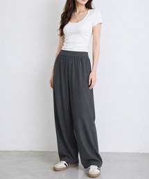 【選べる丈感】タック入り夏クールリブワイドパンツ