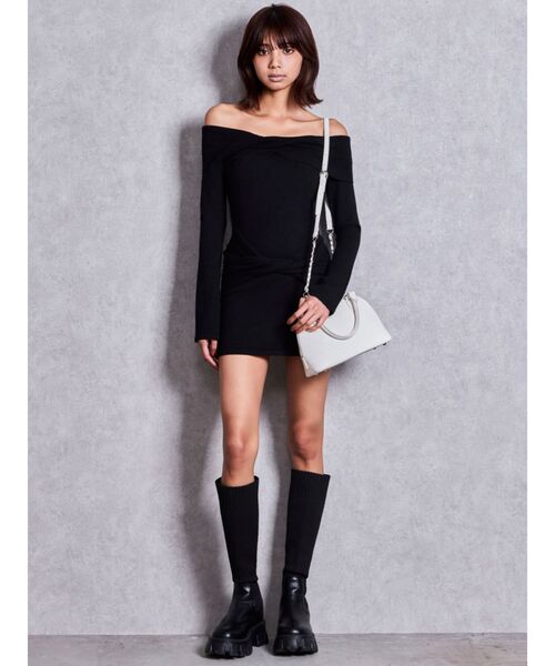 GYDA(ジェイダ)の「GG quilting embossハンドBAG(ハンドバッグ・レディース・ブラック/オフホワイト・FREE)」の5枚目の写真