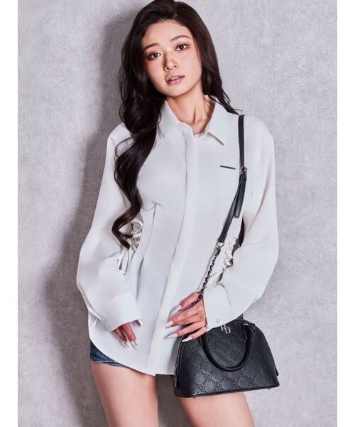 GYDA(ジェイダ)の「GG quilting embossハンドBAG(ハンドバッグ・レディース・ブラック/オフホワイト・FREE)」の6枚目の写真