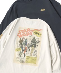 Disney/ディズニー スターウォーズ オーバーサイズ ピグメント風 ヴィンテージ加工 ロゴ ワンポイント 袖/フロント/バックプリント 長袖Tシャツ/ロンT/レディース メンズ