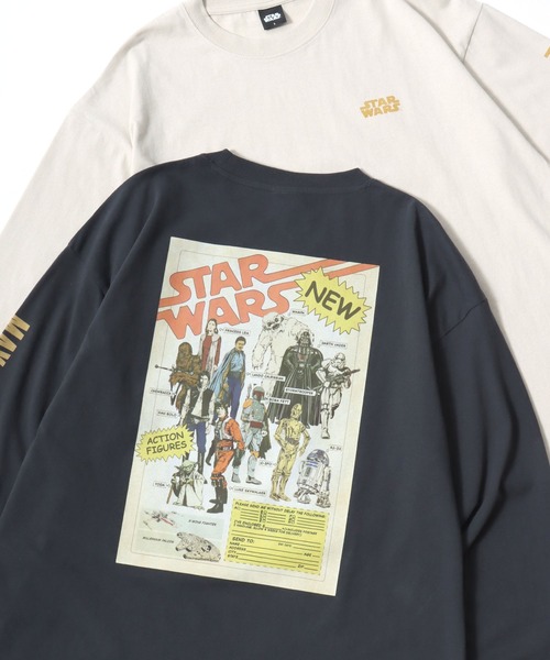 STAR WARS(スターウォーズ)の「Disney/ディズニー スターウォーズ オーバーサイズ ピグメント風 ヴィンテージ加工 ロゴ ワンポイント 袖/フロント/バックプリント 長袖Tシャツ/ロンT/レディース メンズ(Tシャツ/カットソー・レディース・ホワイト系その他/ブラック系その他/ブラック系その他2/ホワイト系その他2・M/L/LL)」の3枚目の写真