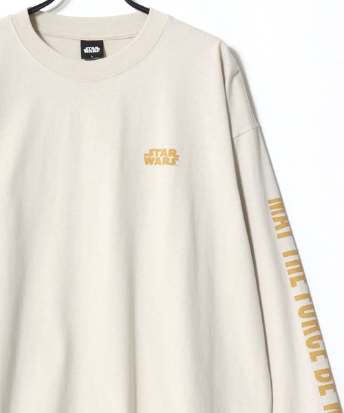 STAR WARS(スターウォーズ)の「Disney/ディズニー スターウォーズ オーバーサイズ ピグメント風 ヴィンテージ加工 ロゴ ワンポイント 袖/フロント/バックプリント 長袖Tシャツ/ロンT/レディース メンズ(Tシャツ/カットソー・レディース・ホワイト系その他/ブラック系その他/ブラック系その他2/ホワイト系その他2・M/L/LL)」の5枚目の写真